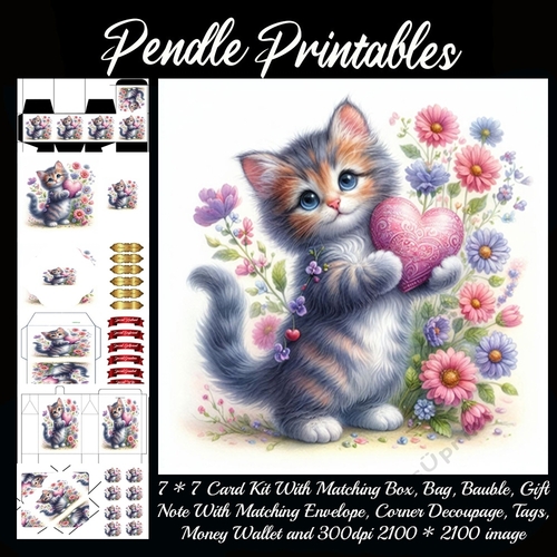 Cute Kitten With A Heart Complete Kit
