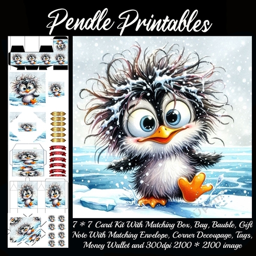 Crazy Critters Christmas Cheer: Crazy Penguin. 9 Piece Card Kit.