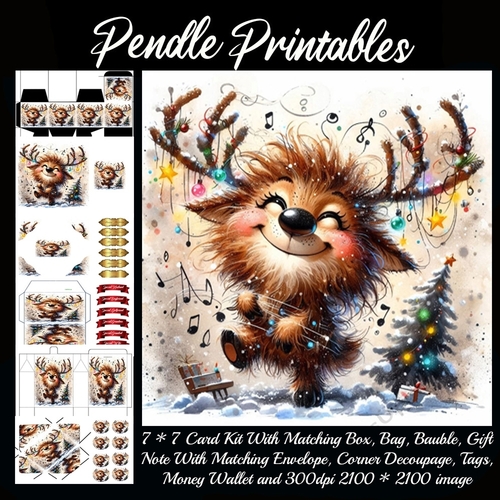 Crazy Critters Christmas Cheer: Crazy Raving Reindeer.  9 Piece Card Kit.