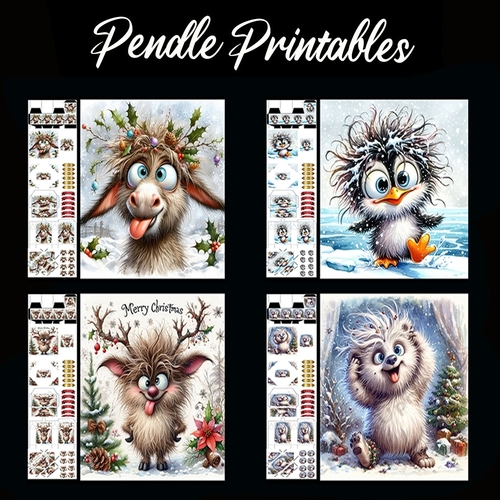 Christmas Card 4 Card Kit with 32 Piece Matching Adornments .020