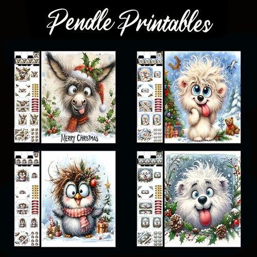 Christmas Card 4 Card Kit with 32 Piece Matching Adornments .026