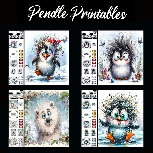 Christmas Card 4 Card Kit with 32 Piece Matching Adornments .032