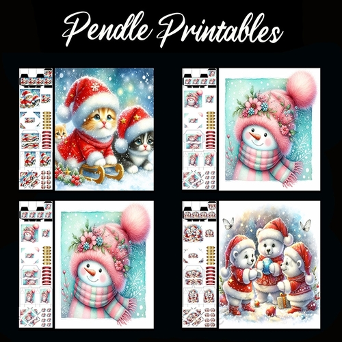 Mixed Pack Christmas Cards.  4 Card Kit with 32 Piece Matching Adornments
