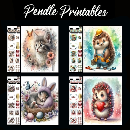 Various Mixed Animal Card Pack (5).  4 Card Kit with 32 Piece Matching Adornments
