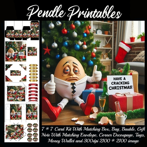 Have A Cracking Christmas Drunken Humpty. 9 Piece 7x7 Complete Kit