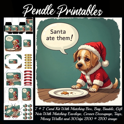 Santa Ate Them Cute Puppy. 9 Piece 7x7 Complete Kit