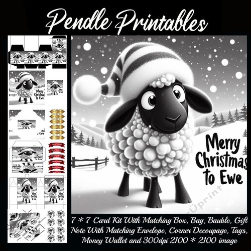 Merry Christmas To Ewe Sheep. 9 Piece 7x7 Complete Kit