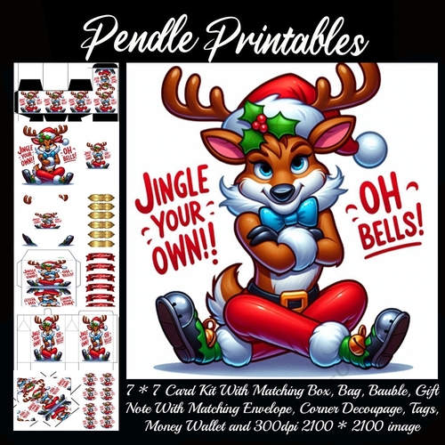 Jingle Your Own! Oh Bells Naughty Reindeer 9 Piece 7x7 Complete Kit