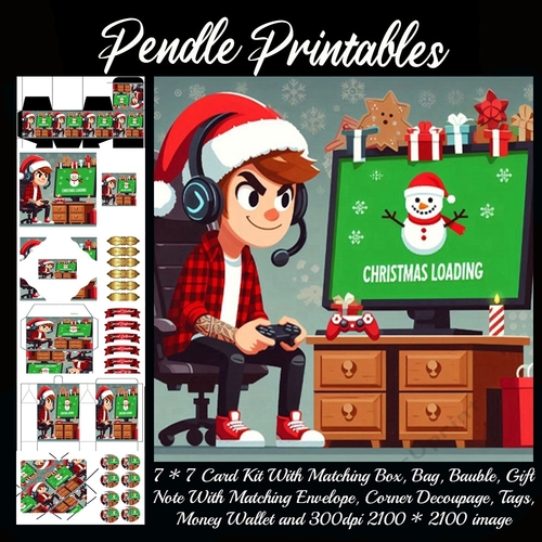 Christmas Loading Impatient Gamer 9 Piece 7x7 Complete Kit
