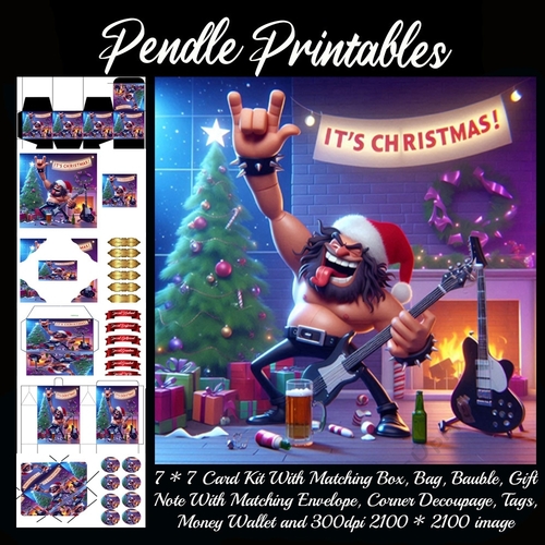 Its Christmas Rocking Out Christmas Rocker 9 Piece 7x7 Complete Kit