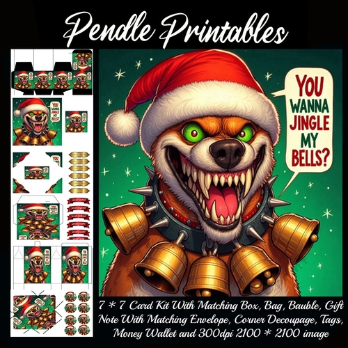 You Wanna Jingle My Bells Angry Dog. 9 Piece 7x7 Complete Kit