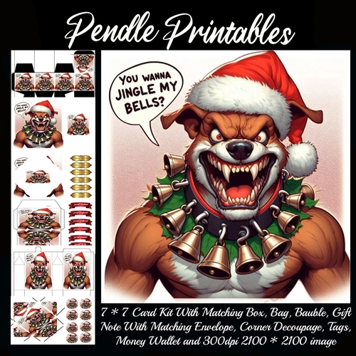 You Wanna Jingle My Bells Angry Dog (3). 9 Piece 7x7 Complete Kit