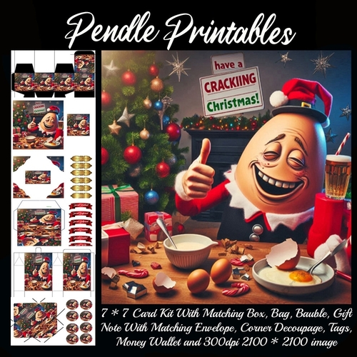 Have A Cracking Christmas Drunken Humpty Egg. 9 Piece 7x7 Complete Kit