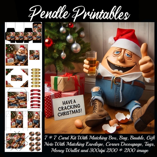 Have A Cracking Christmas Drunken Humpty 9 Piece 7x7 Complete Kit