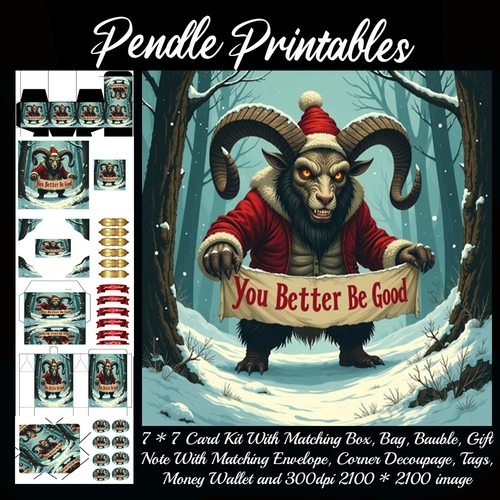 You Better Be Good! Christmas Krampus.  9 Piece 7x7 Complete Kit