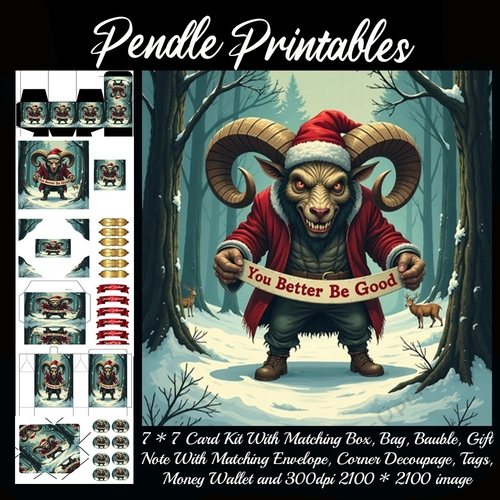 You Better Be Good! Christmas Krampus (2).  9 Piece 7x7 Complete Kit