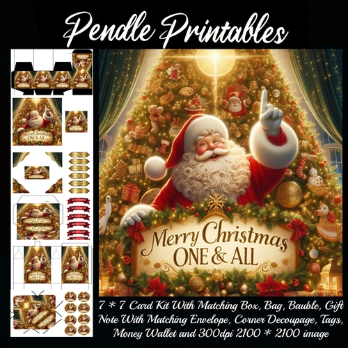 Merry Christmas One & All Santa.  9 Piece 7x7 Complete Kit