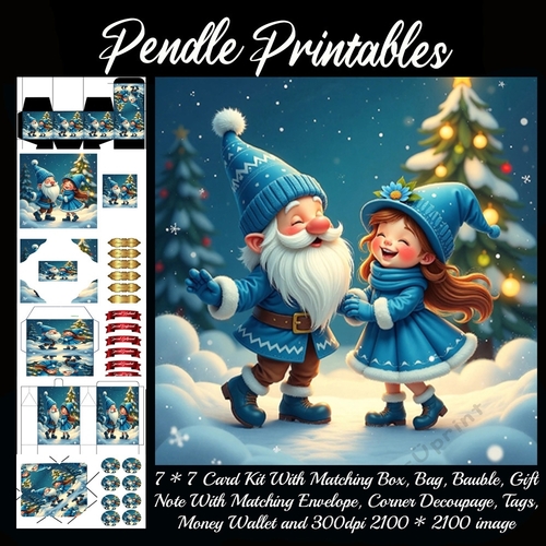 Dancing In The Snow Cute Gnomes.  9 Piece 7x7 Complete Kit