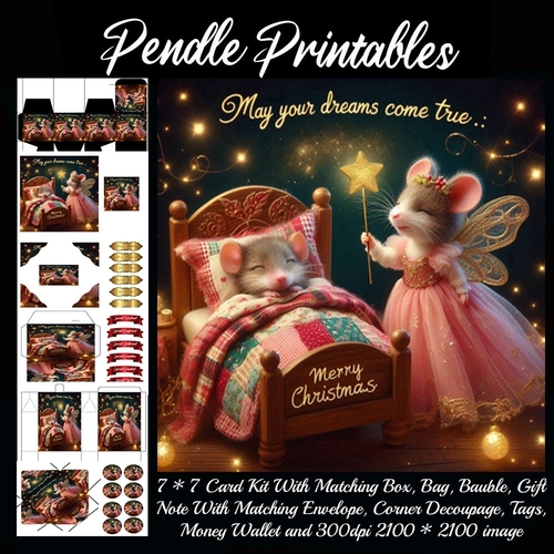 May Your Dreams Come True. Sleeping Mouse (1).  9 Piece 7x7 Complete Kit