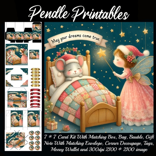 May Your Dreams Come True. Sleeping Mouse (2).  9 Piece 7x7 Complete Kit