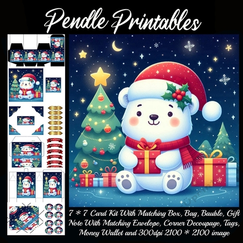 The Christmas Polar Bear. 9 Piece 7x7 Complete Kit