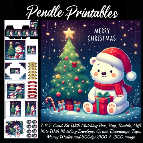 The Merry Christmas Polar Bear. 9 Piece 7x7 Complete Kit