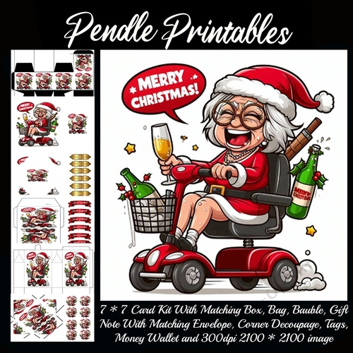 Drunken Merry Christmas Racing Female.  9 Piece 7x7 Complete Kit