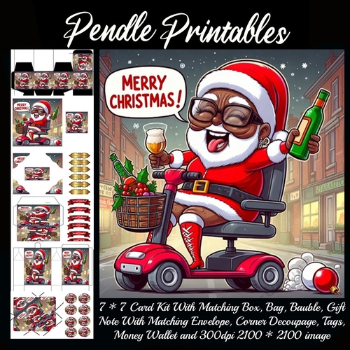 Drunken Merry Christmas Racing Female (2).  9 Piece 7x7 Complete Kit