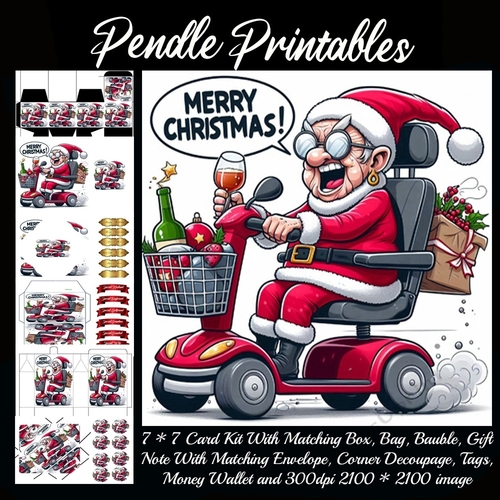 Drunken Merry Christmas Racing Female (3).  9 Piece 7x7 Complete Kit