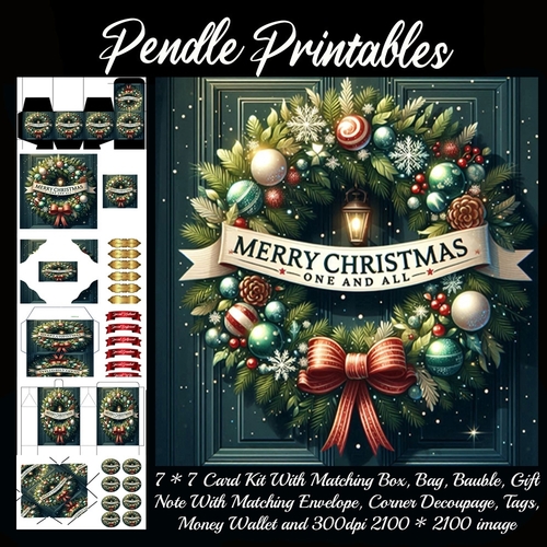 Merry Christmas One And All Wreath.  9 Piece 7x7 Complete Kit
