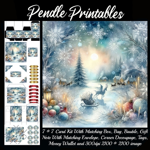 Snowy Scene 9 Piece 7x7 Complete Kit