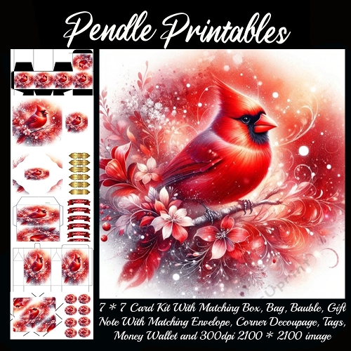 Christmas Cardinal 9 Piece 7x7 Complete Kit