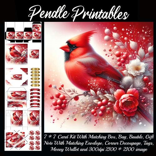Christmas Cardinal (3) 9 Piece 7x7 Complete Kit