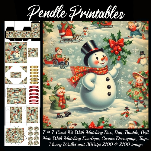 Jolly Snowman Holiday Parade 9 Piece 7x7 Complete Kit