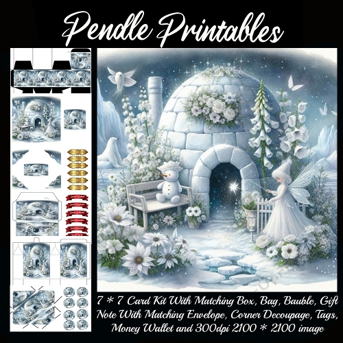 Snowy Fairy Dreams at the Enchanted Igloo 9 Piece 7x7 Complete Kit