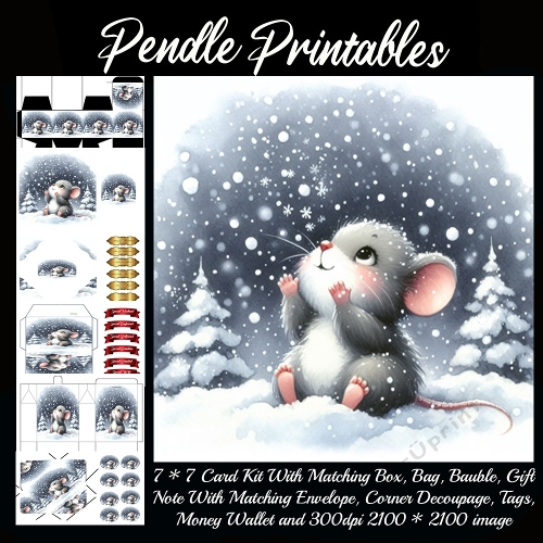 Snowflake Kisses for a Winter Mouse 9 Piece 7x7 Complete Kit
