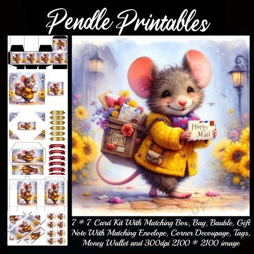 Happy Mail Mouse on a Sunshine Stroll 9 Piece 7x7 Complete Kit