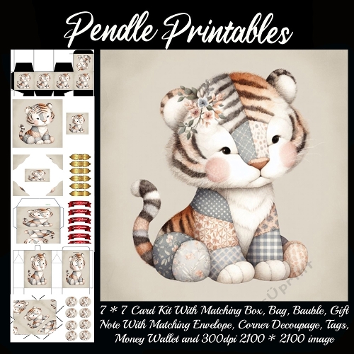 Patchwork Princess Tiger of Cozy Cuddles 9 Piece 7x7 Complete Kit