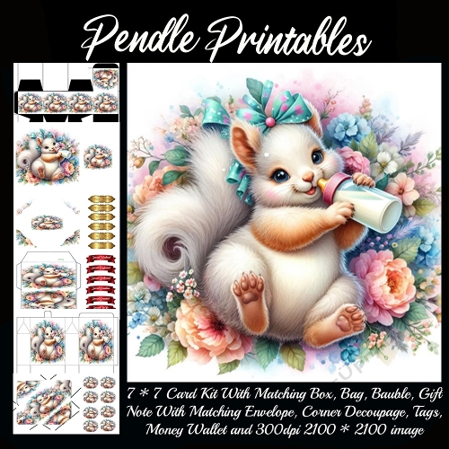 Baby Blossom Squirrel & Her Milky Treat 9 Piece 7x7 Complete Kit