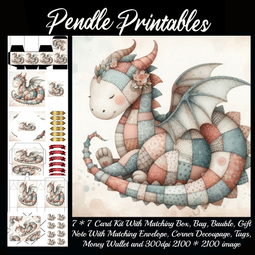 Snuggly Patchwork Dragon of Dreamland 9 Piece 7x7 Complete Kit
