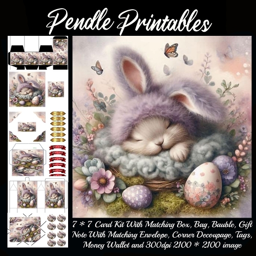 Dreamy Easter Bunny in a Bed of Spring Magic 9 Piece 7x7 Complete Kit