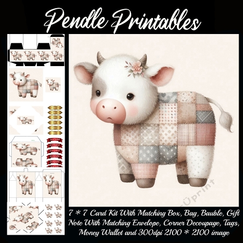 Blushy Patchwork Baby Cow Delight 9 Piece 7x7 Complete Kit