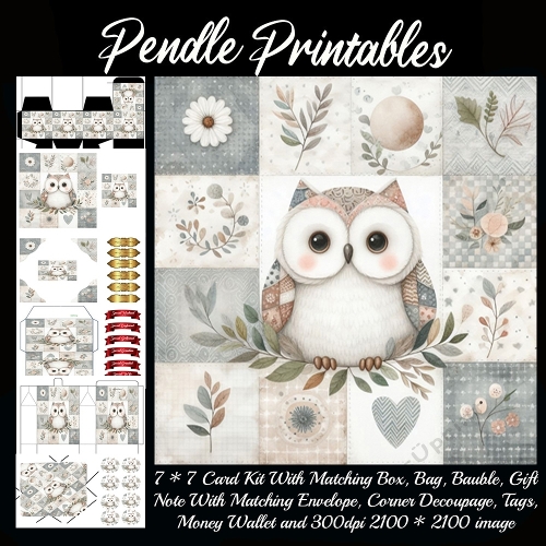Patchwork Snuggle Owl in Cozy Neutrals 9 Piece 7x7 Complete Kit