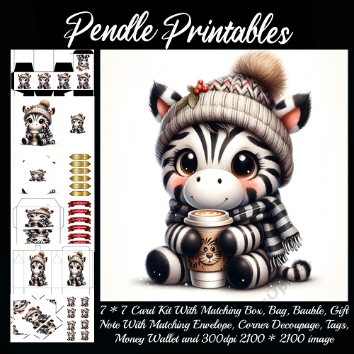 Cozy Winter Zebra with Hot Cocoa 9 Piece 7x7 Complete Kit