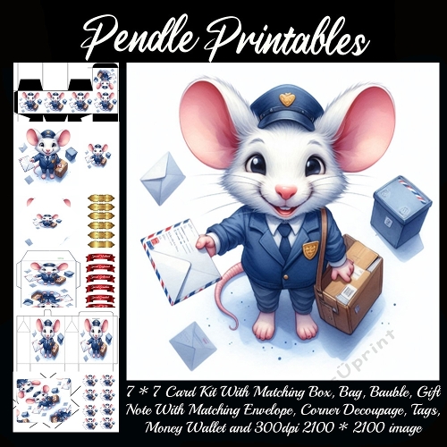 Cheerful little mail mouse delivers letters with a big bright smile . 9 Piece 7x7 Complete Kit