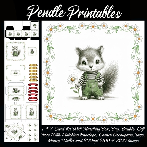 Meet this charming squirrel pal—tail fluffy, stripes cozy, and a daisy picked just for sharing smiles. 9 Piece 7x7 Complete Kit