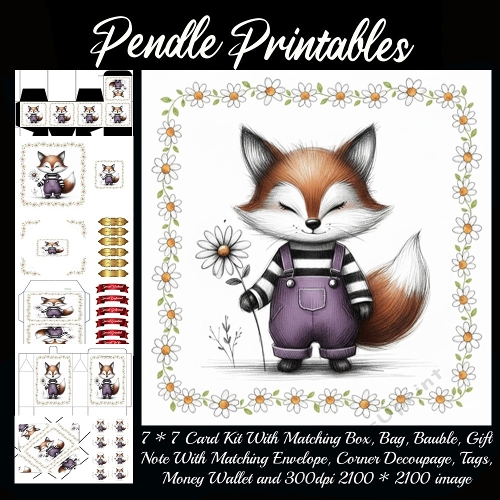 Daisy Daydreamer Fox Spreading Smiles and Sunshine Everywhere Today. 9 Piece 7x7 Complete Kit
