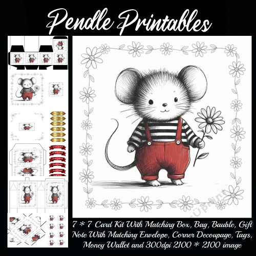 Mousey Milo Offers Brave Friendship With One Soft Daisy Smile. 9 Piece 7x7 Complete Kit