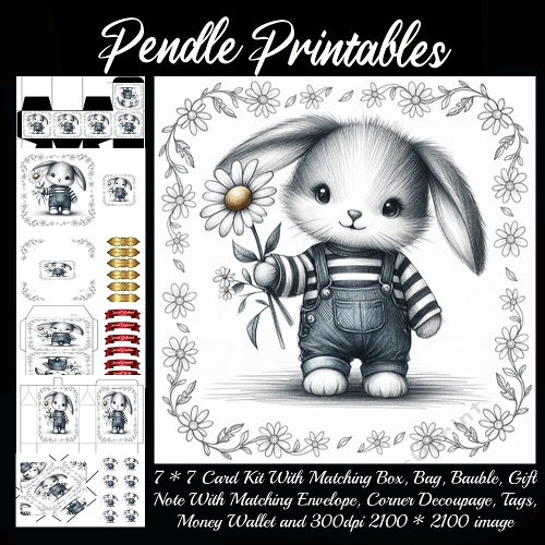 Bunny Beau Brings Gentle Courage One Daisy Hug Today. 9 Piece 7x7 Complete Kit