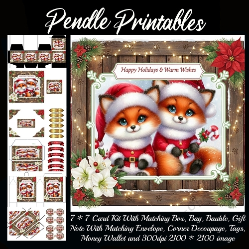 Holly and Jasper Fox Bring Candy Cane Cheer Tonight Together. 9 Piece 7x7 Complete Kit